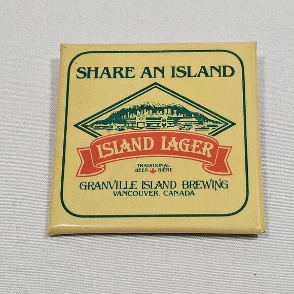 Other - Vintage Share An Island Lager Beer Granville Brewing Vancouver Pinback Button